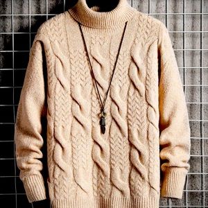 NWOT SHEIN Mens L tan cable knit sweater